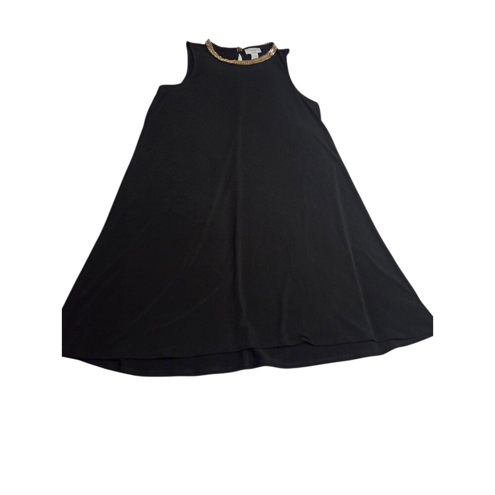 Carmen Marc Valvo Dress Women's L Black Gold Chain Romantic Cocktail Elegant G11